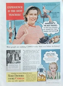 Camel Cigarettes VINTAGE 1947 Ad, Dorothy Allan Newstead, Deep Sea Fishing - Picture 1 of 1