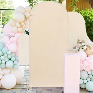 Spandex Fitted Arch Cover Beige Wedding Arch Cover 3.3x6.6FT Backdrop Fabric ... - Picture 1 of 6