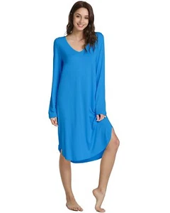 Nightgowns for Women-Viscose Made from BambooLong Sleeve Sleep Shirt Soft Nig... - Picture 1 of 6