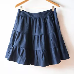 Soft Surroundings Talisa Linen Blend Chambray Tiered Skater Skirt M - Picture 1 of 9