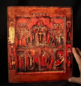 Icon `Protection of the Holy Mother of God` Hand-Made Wood Unique Religious Art - Picture 1 of 6