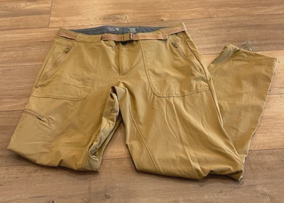 Calça de caminhada feminina Mountain Hardwear náilon com cinto tamanho 8 polegadas 30 bolsos bronzeados com zíper - Imagem 1 de 4