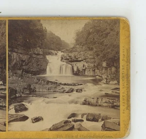 Falls of Clyde Stonebyres Scotland James Valentine Stereoview c1865 - Picture 1 of 2