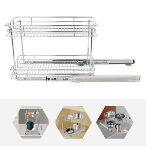 Organizador de gabinete extraíble de 2 niveles estante de almacenamiento de cocina utensilios estante de sujeción - Imagen 1 de 20