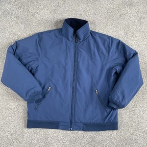 LL Bean Warm Up Bomber Jacket Coat Mens Polartec Fleece Lined Blue Size Large - Picture 1 of 14
