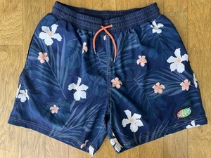 SLUNKS ~ Pantalones Cortos/Bañadores de Voleibol Forrados Florales Azules Para Hombres Talla Grande - Imagen 1 de 10