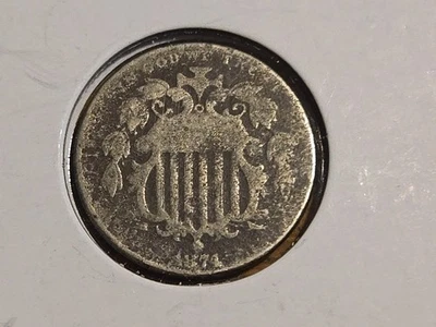 1874 United States Shield 5C Nickel Coin - Image 1 of 2