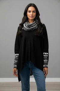 Simply Natural Designs Fine Peruvian 100% Alpaca Sweater Black Fair Isle O/S - Picture 1 of 6