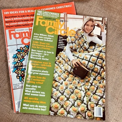 Family Circle Magazine, Vintage, 1976, Oct & Dec, Lot of 2 Foto 1 de 4
