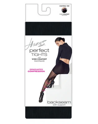 Hanes Women's Perfect Tights Compression Backseam Control Top Smoothing Waist - Image 1 of 3