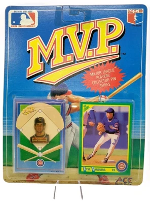 1990 Ace Novelty MVP Baseball Pin Score Card Chicago Cubs Ryne Sandberg HOF 2005 - Image 1 of 4