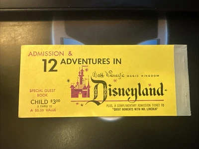 CUBIERTA DE LIBRO DE BOLETOS USADOS DE DISNEYLAND AÑOS 60 WALT DISNEY BIENVENIDA LIBRO NO COMPLETO Foto 1 de 4
