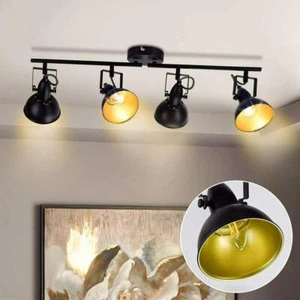 Ceiling Spot Light Fixture Track Lighting Kit 2/3/4 Head Directional Metal Black - Picture 1 of 25