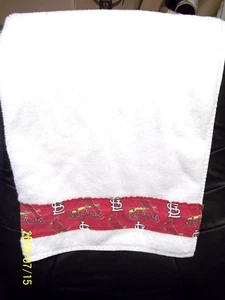 hand made St Louis Cardinal bath towel white - Picture 1 of 2
