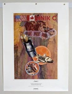 Vintage Hughes Aircraft Anik C Canadian Satellite Poster Communications 1985 - Picture 1 of 8