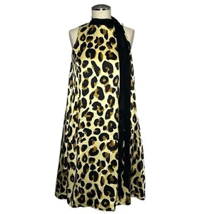 Donna Morgan Braunes schwarzes Swingkleid aus Seide mit Leopardenmuster und Leopardenmuster Größe 4 - Bild 1 von 4