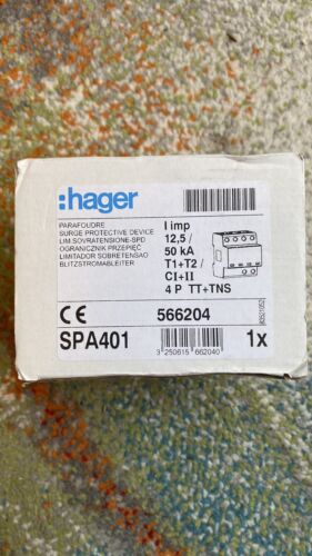 HAGER SPA401 12.5kA/50Ka TT+TNS Surge Protection Device 4 pole SPD