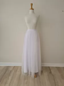 Bridal Wedding Skirt Tulle White Floor length Sz 12 - Picture 1 of 4