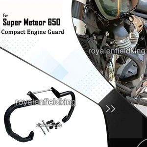 Fit For Royal Enfield SUPER METEOR 650 "Compact Engine Guard, Black" - Picture 1 of 11