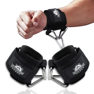 Puños de muñeca ajustables correas acolchadas de neopreno para entrenamiento de máquinas de cable - Imagen 1 de 10