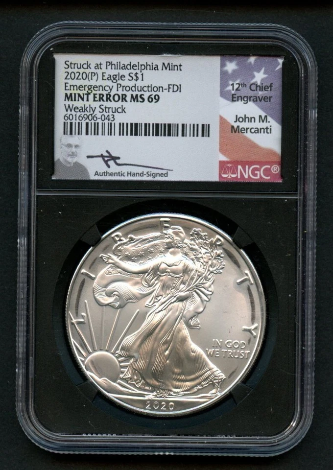 Philadelphia 2020(P) Eagle S$1 Emergency Production - FDI Mint Error MS 69 - Image 1 of 2