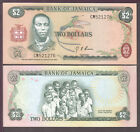 Jamaica Banknote  P. 55 2 Dollars Pfx CW,  AU   We Combine                  2001