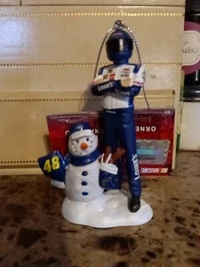 COLLECTIBLE NASCAR CHRISTMAS ORNAMENT #48 JIMMIE JOHNSON & SNOWMAN NEW WITH TAG - Picture 1 of 4