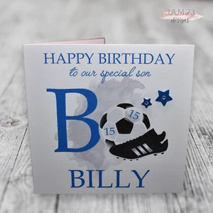 Personalised Boys Male Birthday Card Football Son Grandson Brother 12th 13th - Picture 1 of 9