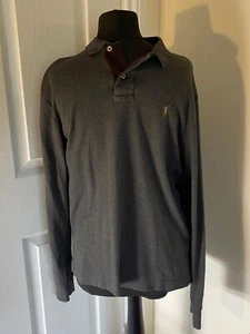 Polo Ralph Lauren Men's Pima Soft Touch Grey Long Sleeve Polo Shirt Size M - Picture 1 of 16