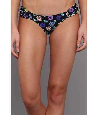 OBEY FACTORY FLORAL SKIMPY SHIRRED SIDE BIKINI SWIM BOTTOMS BLACK MEDIUM NEW $28 - Imagem 1 de 4
