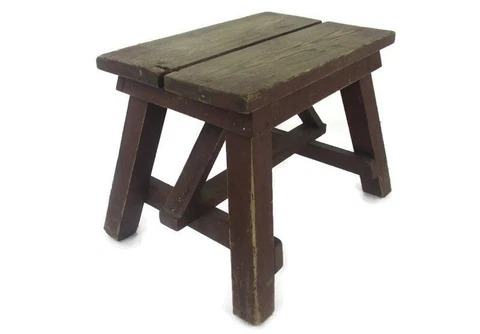 Antique  Stool Ottoman Footstool Milking Stool Barn Farmhouse Style Wood Funky Cover