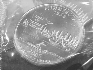 2005 P MINNESOTA STATE QUARTER FROM MINT SETS IN CELLO BU - Picture 1 of 3