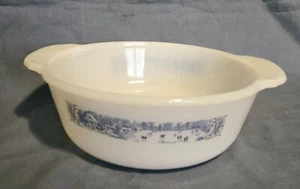 Currier & Ives Royal China Serving Casserole Milk Glass Dish Skating Pond Scene - Picture 1 of 2