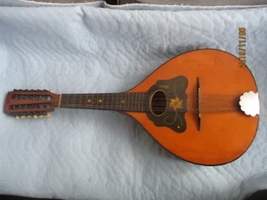 Antike alte Mandoline Laute mit 12 Seiten Original ,,Kopf´´ Rima, Länge 67cm - Bild 1 von 9