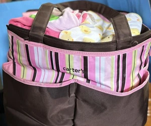 Carters Diaper Bag W/7 Crib Sheets 4 Rec Blankets 2 Bath Towels 1 Crib Sheet Bag - Picture 1 of 6