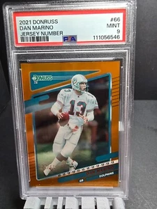 2021 Donruss Dan Marino Jersey Number Orange Color Match 13/13 PSA POP 1 - Picture 1 of 3