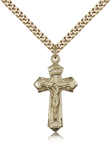 Gold Filled Crucifix Pendant For Men On 24 Chain - 30 Day Money Back Guarantee - Imagem 1 de 1