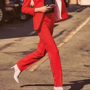 Pantalón Pantalón Rag & Bone Omán Rojo Mezcla Lana Rayas Laterales Talla 00 Carrera Moderno - Imagen 1 de 13