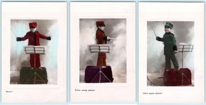 LOTE 1904 RPPC COLOREADAS A MANO/3 POSTALES DE DIRECTOR DE BANDA INFANTIL DAVIDSON BROTHERS - Imagen 1 de 5