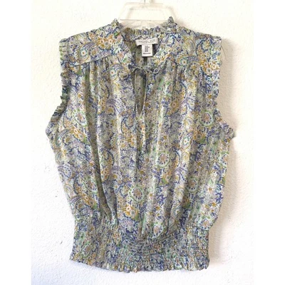 Blusa Rachel Zoe Mediana Floral Sin Mangas Cintura Ajustada Cottagecore Femenina Foto 1 de 4