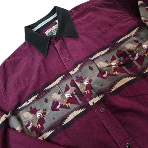 VTG Cumberland Outfitters Bald Eagles Pearl Snaps Button Up Shirt Size Mens XL - Picture 1 of 11