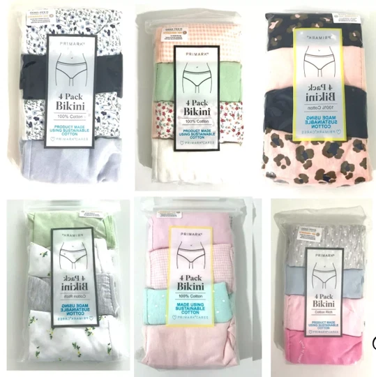 Pack de 4 calzoncillos de bikini Primark para mujer tallas S/XL Foto 1 de 1
