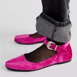 Free People Velvet Mystic Mary Jane Flat Fucsia Fizz EU 37.5 - Imagen 1 de 11