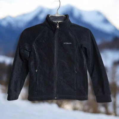 Columbia Fleece Zip Jacket Black Kids Girls Youth Small 7/8 Fall Coat Sweater - Image 1 of 4