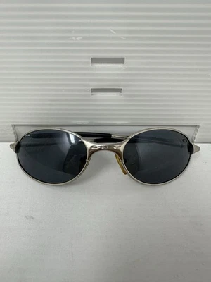 Oakley Silver Frame Black Shade Slim Sunglasses Vintage Very Rare Used No Box - Image 1 of 4