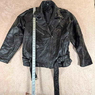Chaqueta de motociclista de cuero negra XL para hombre Eagle God Bless America años 90 Foto 1 de 4