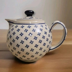 Boleslawiec Polish Pottery Ceramic Tea Pot Blue White Teapot - Poland - Picture 1 of 7