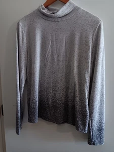 Simply Vera Wang Blouse M Top Shirt Long Sleeve Ombre Speckled Gray Grey Black - Picture 1 of 4