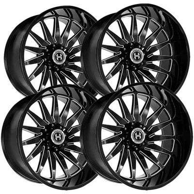 (Set of 4) Hardcore HC23 26x14 6x5.5" -76mm Black/Milled Wheels Rims 26" Inch - Image 1 of 4