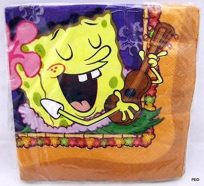 Sponge Bob Beverage Napkins 16 Count Spongebob Luau Birthday Party - Image 1 of 2